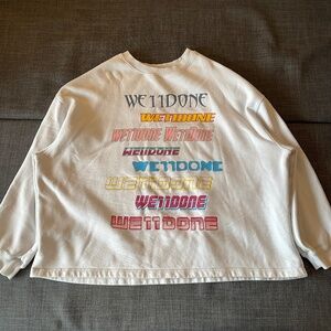 We11done Welldone white Front Logo graphic print crew neck Sweatshirt large